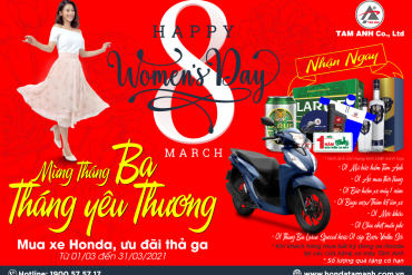 Chương trình khuyến mại “Mừng tháng Ba, tháng yêu thương – Mua xe Honda, ưu đãi thả ga”