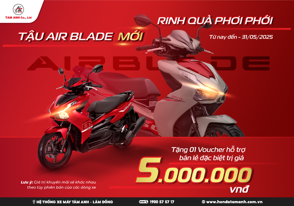 Sở hữu Honda Air Blade cùng hàng loạt ưu đãi trong tháng 5 này đến từ HEAD Tâm Anh