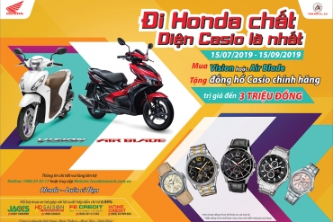 Tặng ngay đồng hồ Casio khi mua Honda Vision & Air Blade -“Đi Honda chất. Diện Casio là nhất”-