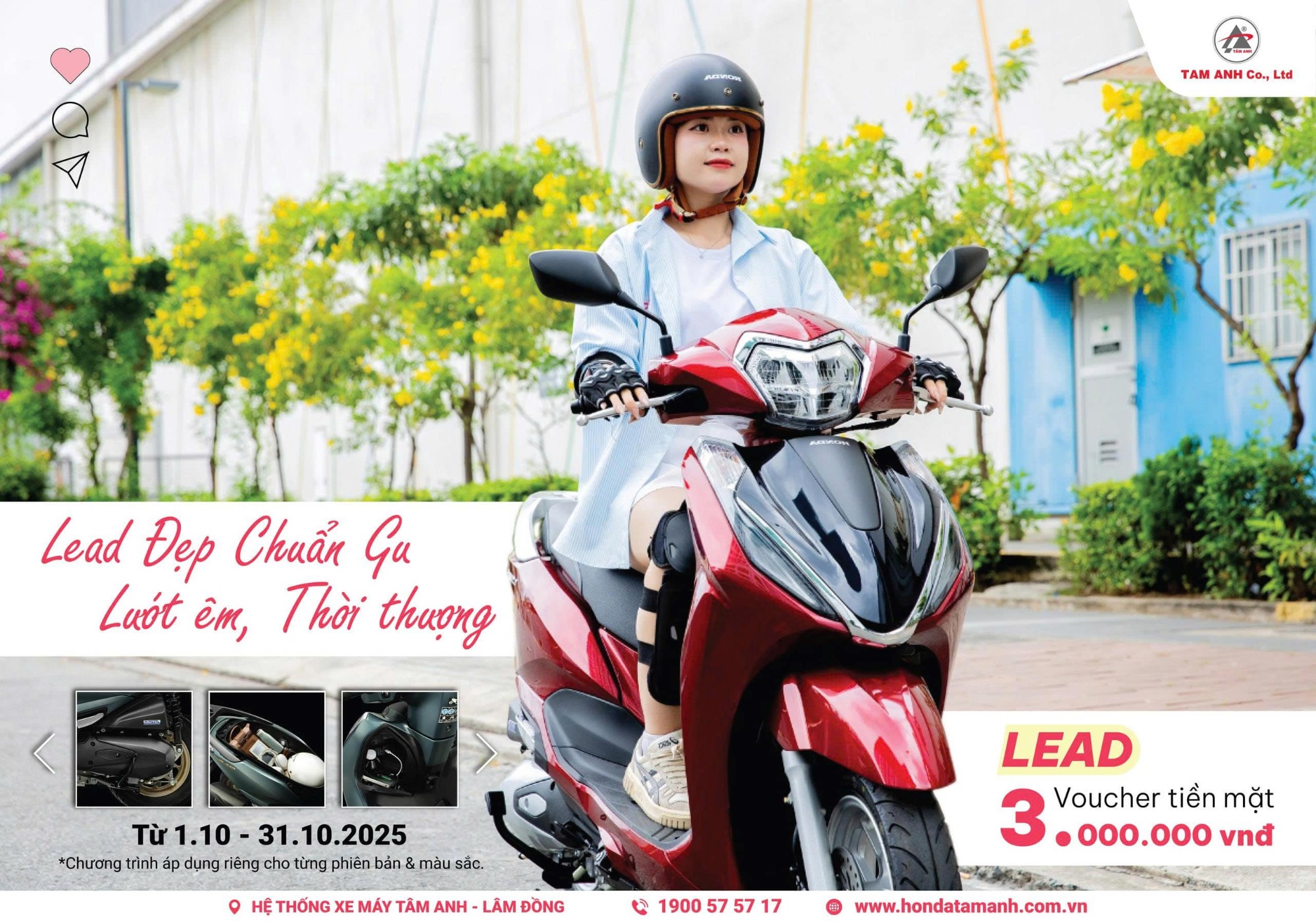 Ưu đãi tháng 10 dòng Honda Lead tại HEAD Tâm Anh 