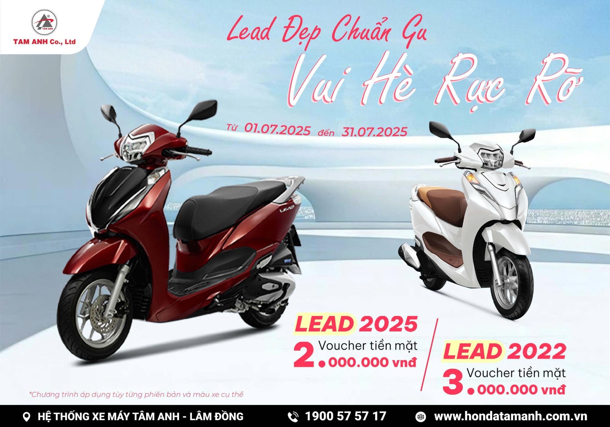 Ưu đãi tháng 7 dòng Honda Lead tại HEAD Tâm Anh 