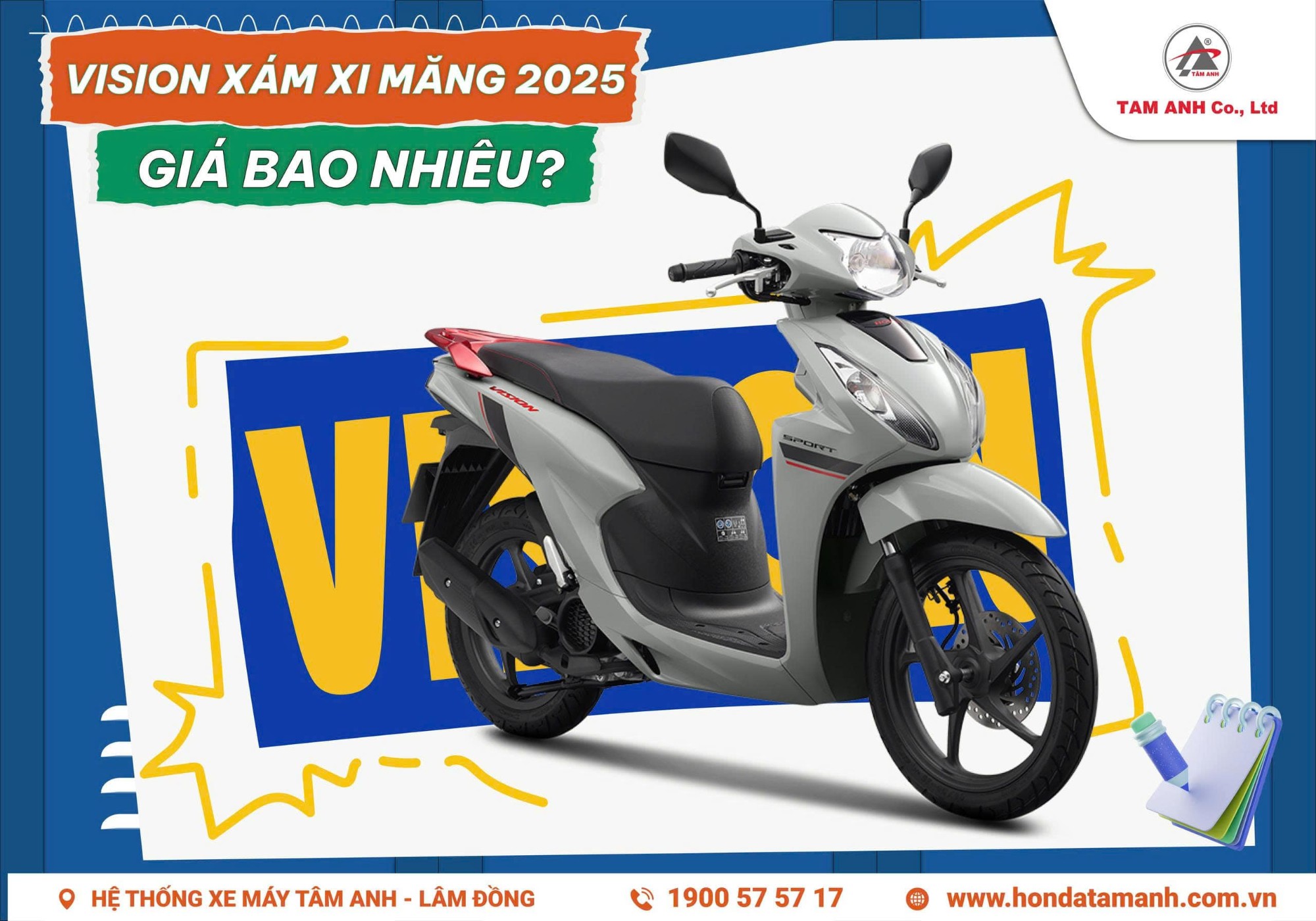 Honda Vision xám xi măng 2025